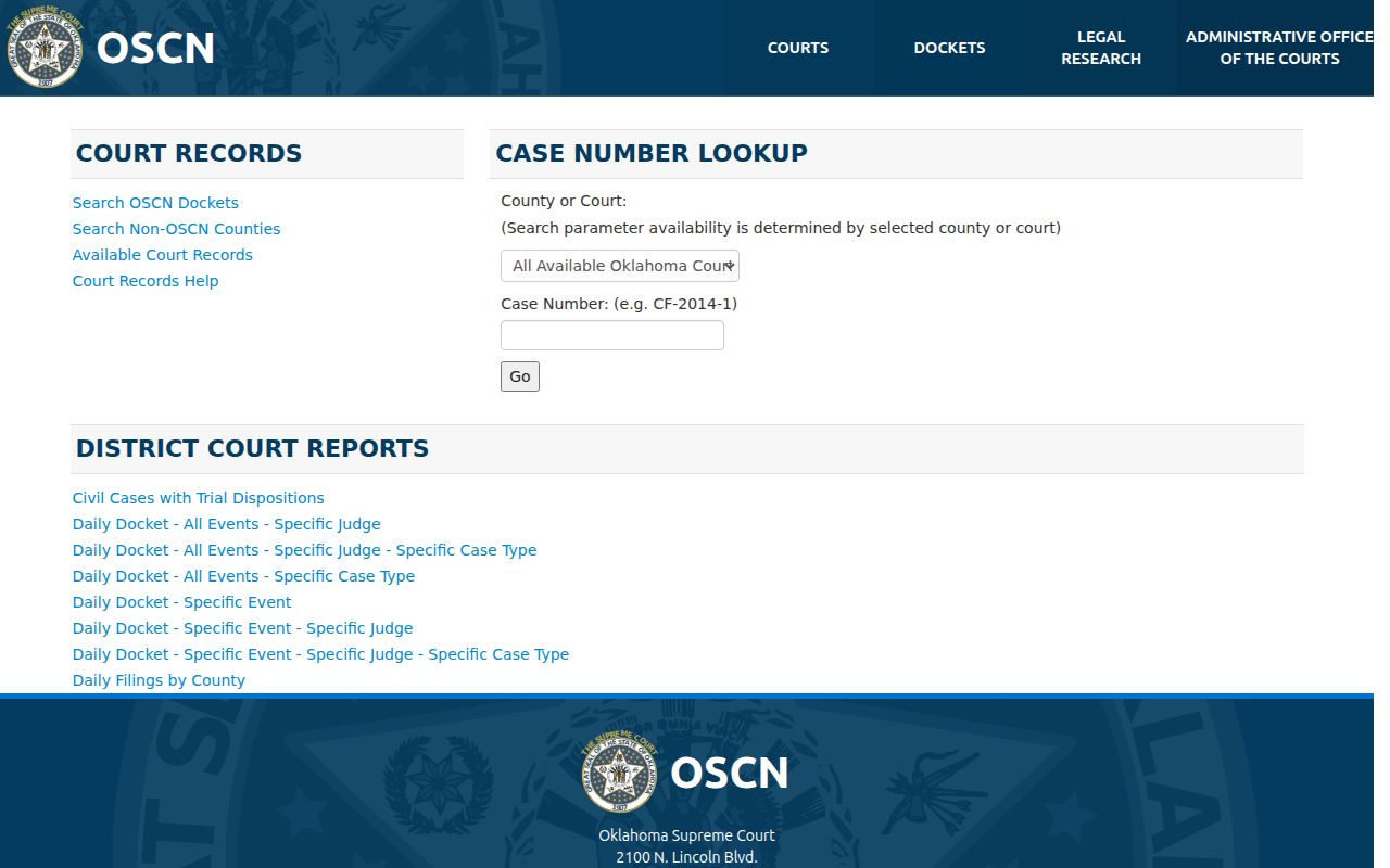 Owasso resident lookup through the Oklahoma OSCN docket search